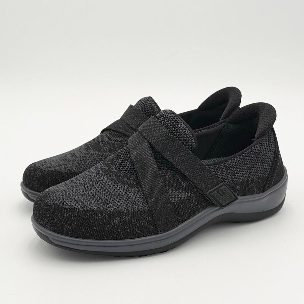 Orthofeet Amalya Women's Casual Knit Mary Jane Shoes Black Charcoal Gray - US Wo